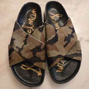 Sam Edelman Women's Camo Print Calf Hair Slides Size Medium